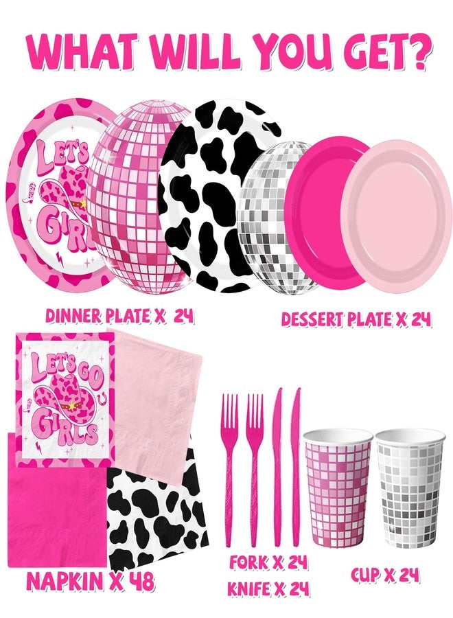 YTGUVBK Cowgirl Birthday Party Decorations, 144Pcs Disco Cowgirl Party Decorations Tableware Includes Pink Cowgirl Plates and Napkins Disco Cups for Western Cowgirl Disco Bachelorette Party Decorations - Image 4