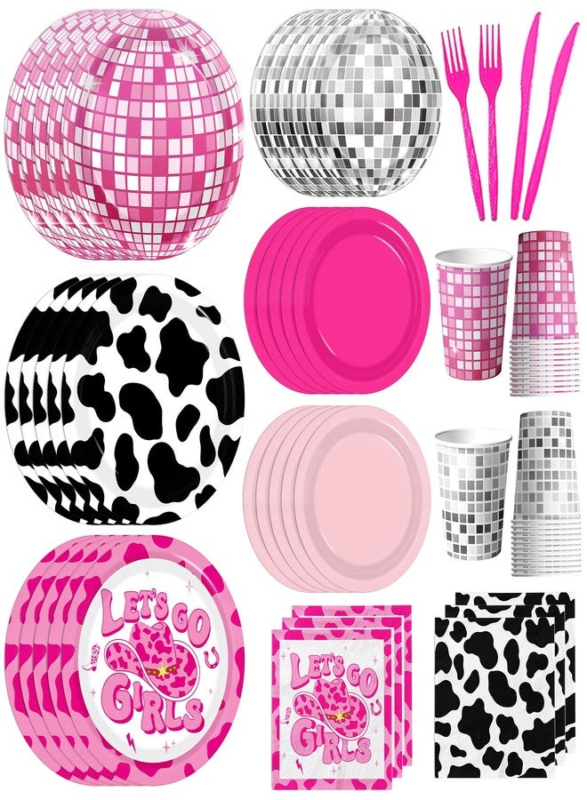 YTGUVBK Cowgirl Birthday Party Decorations, 144Pcs Disco Cowgirl Party Decorations Tableware Includes Pink Cowgirl Plates and Napkins Disco Cups for Western Cowgirl Disco Bachelorette Party Decorations - Image 1