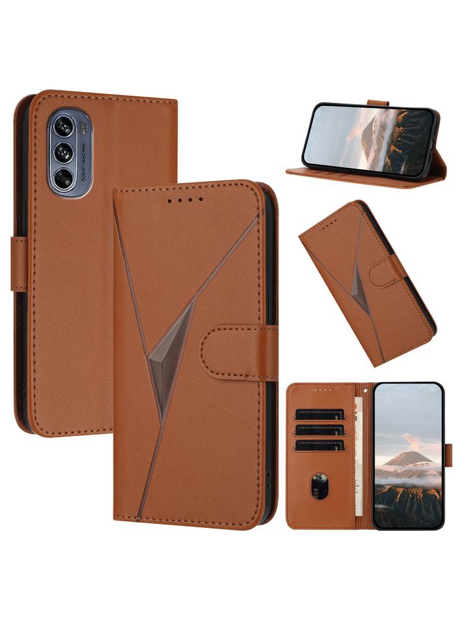 اس-توب جراب لهاتف Motorola Moto G62 5G، جراب هاتف جلدي بنمط مثلث مع مشبك - Image 1