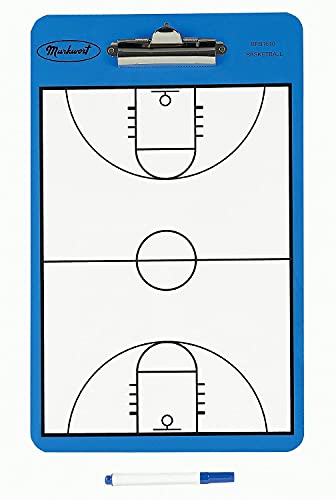 Markwort Two Sided Basketball Court Clipboard, Blue and White - Image 3