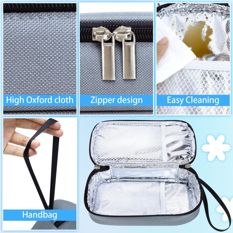 ISUSSER Breastmilk Cooler Bag with Ice Pack, Portable Insulated Breast Milk Storage Cooler Bag, Small Stylish Breastmilk Storage Bag Cooler with Wrist Strap (Grey) - Image 3