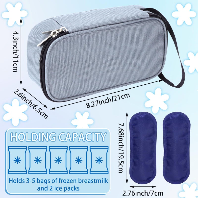 ISUSSER Breastmilk Cooler Bag with Ice Pack, Portable Insulated Breast Milk Storage Cooler Bag, Small Stylish Breastmilk Storage Bag Cooler with Wrist Strap (Grey) - Image 2