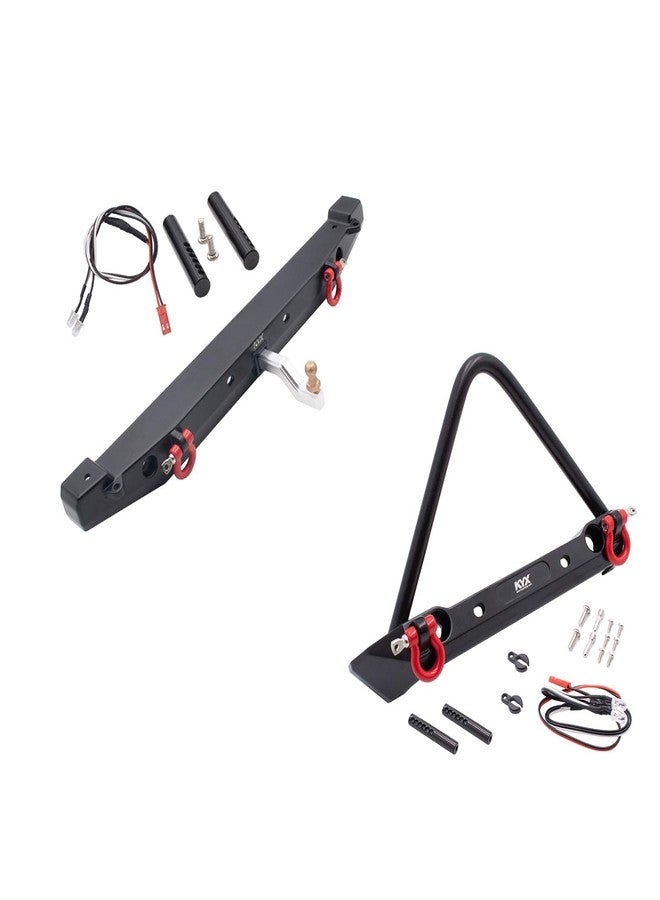 KYX مجموعة مصدات أمامية وخلفية معدنية من KYX Racing مع مصابيح LED، قطع غيار وإكسسوارات مُحسّنة لسيارات التحكم عن بُعد من نوع Axial SCX10 II 90046 و Traxxas TRX-4 TRX4 - Image 1