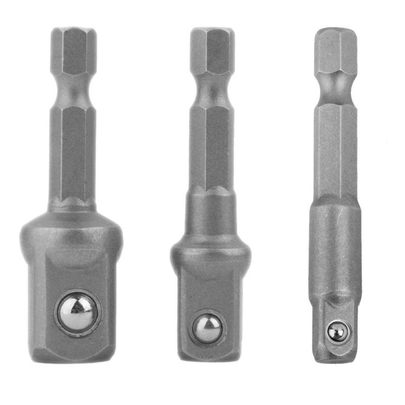 Generic Binoax 3 Piece Chrome Vanadium Steel Socket Adapter Set Hex Shank 14 38 12 Extension Drill Bits Bar Power Tools  - Image 1