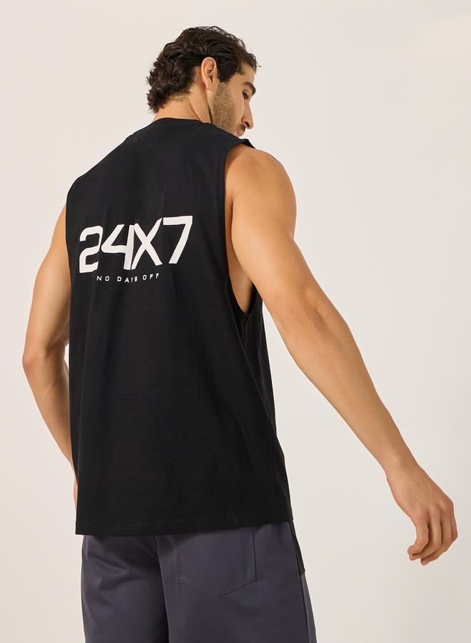 Styli Graphic Back Print Drop Armhole Sleeveless T-Shirt  - Image 1