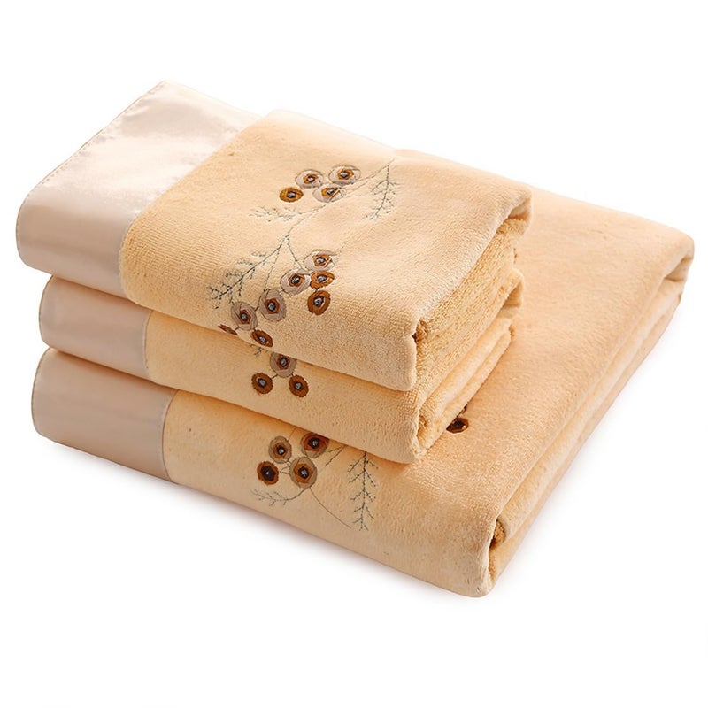 Riverbyland 2 Towel and 1 Bath Towel Embroidered Pattern Set of 3 - Image 2