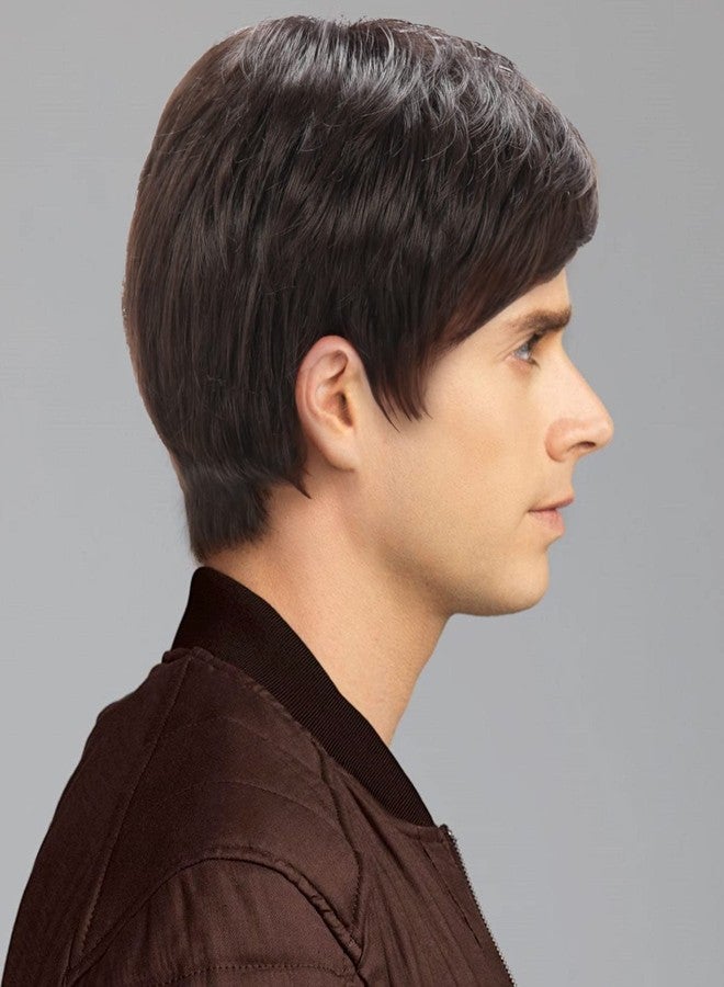 BLUSHIA Mens Wigs Brown Short Wavy Wig Natural Fluffy Cosplay Costume Synthetic Mens Wig for Male Guy Cosplay Halloween Wig Anime Costume Wig - Image 5