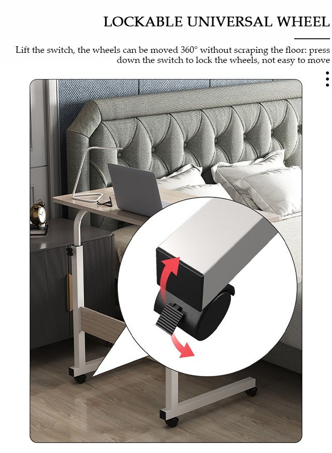 DUNISO طاولة جانبية قابلة للتعديل في الارتفاع، طاولة جانبية بلون الجوز، مكتب جانبي متحرك، طاولة جانبية بارتفاع قابل للتعديل بين 60-90، مناسبة لطاولة الأريكة وطاولة السرير في المساحات الصغيرة بجانب السرير. - Image 5