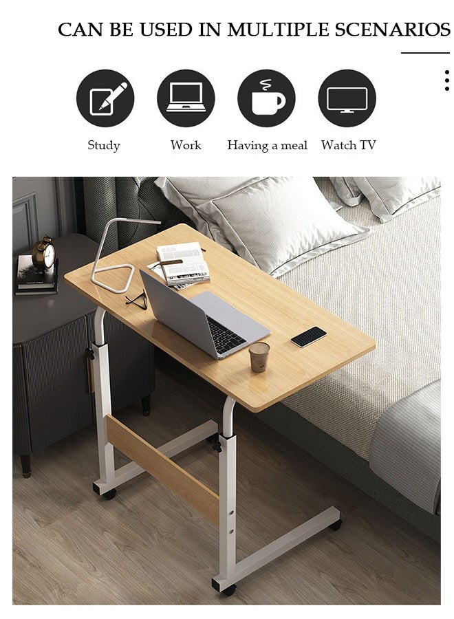 DUNISO طاولة جانبية قابلة للتعديل في الارتفاع، طاولة جانبية بلون الجوز، مكتب جانبي متحرك، طاولة جانبية بارتفاع قابل للتعديل بين 60-90، مناسبة لطاولة الأريكة وطاولة السرير في المساحات الصغيرة بجانب السرير. - Image 3