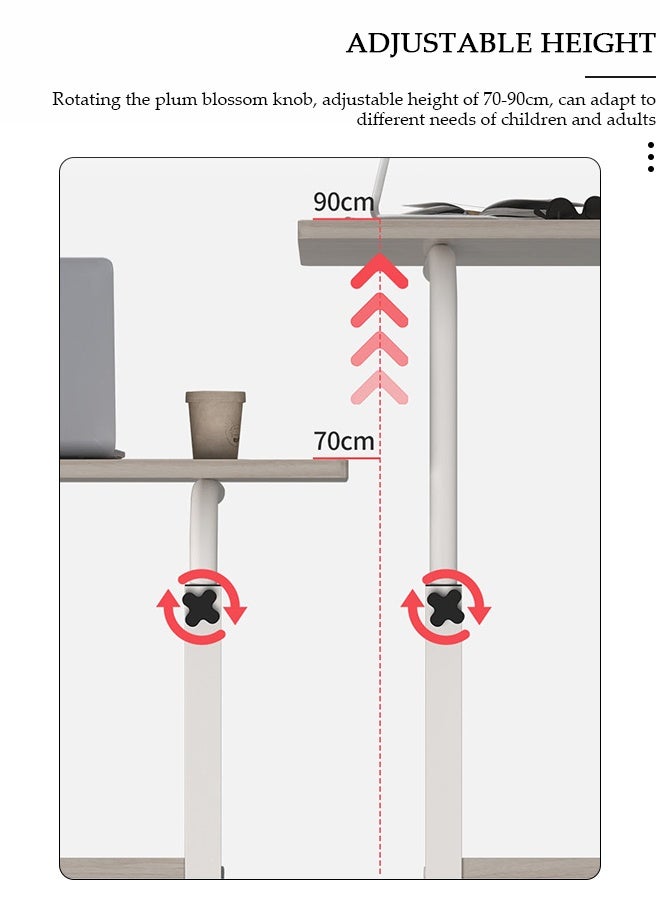 DUNISO طاولة جانبية قابلة للتعديل في الارتفاع، طاولة جانبية بلون الجوز، مكتب جانبي متحرك، طاولة جانبية بارتفاع قابل للتعديل بين 60-90، مناسبة لطاولة الأريكة وطاولة السرير في المساحات الصغيرة بجانب السرير. - Image 4