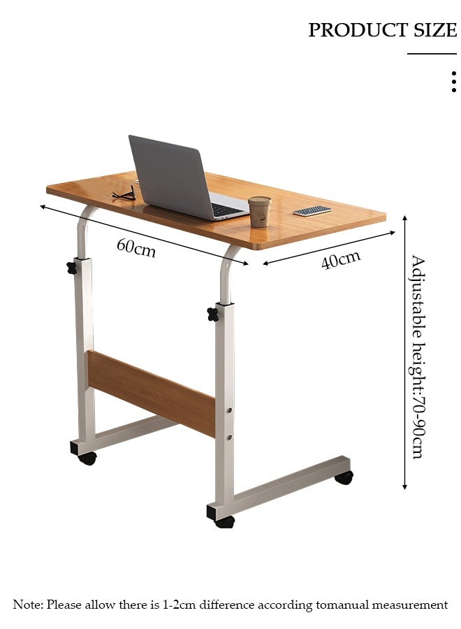 DUNISO طاولة جانبية قابلة للتعديل في الارتفاع، طاولة جانبية بلون الجوز، مكتب جانبي متحرك، طاولة جانبية بارتفاع قابل للتعديل بين 60-90، مناسبة لطاولة الأريكة وطاولة السرير في المساحات الصغيرة بجانب السرير. - Image 2