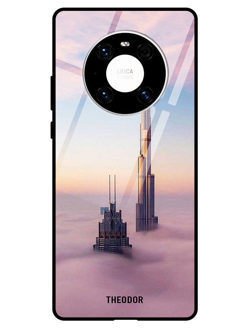 Theodor Protective Tempered Glass Case Cover HUAWEI MATE 40 PRO 5G  Burj Khalifa In Clouds - Image 1
