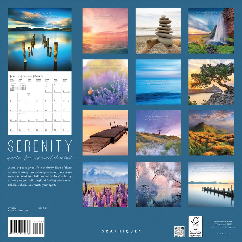 Graphique 2026 Serenity Wall Calendar | 12â€ x 12â€ | Thick Paper | Home & Office Organizer | Large Monthly Grid | 3 Languages & Marked Holidays | 4 Month Preview Page for 2027 - Image 4
