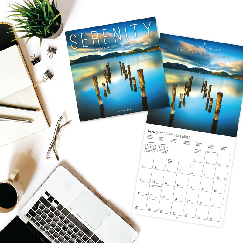 Graphique 2026 Serenity Wall Calendar | 12â€ x 12â€ | Thick Paper | Home & Office Organizer | Large Monthly Grid | 3 Languages & Marked Holidays | 4 Month Preview Page for 2027 - Image 2