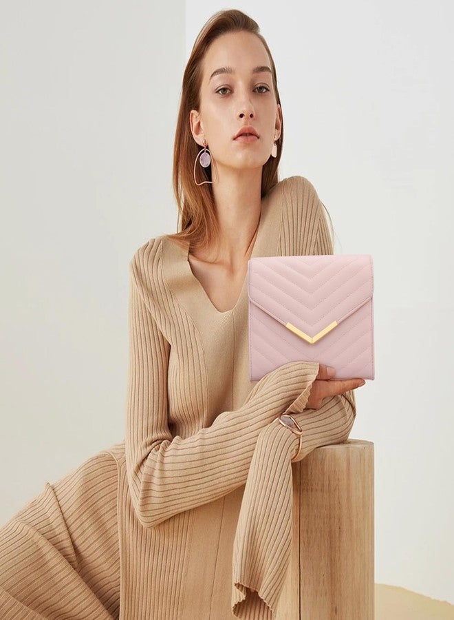 KKXIU Women Formal Vegan Leather Evening Envelope Clutch Purses and Handbags for Party Wedding Prom Bridal (A-Light Pink) - Image 2