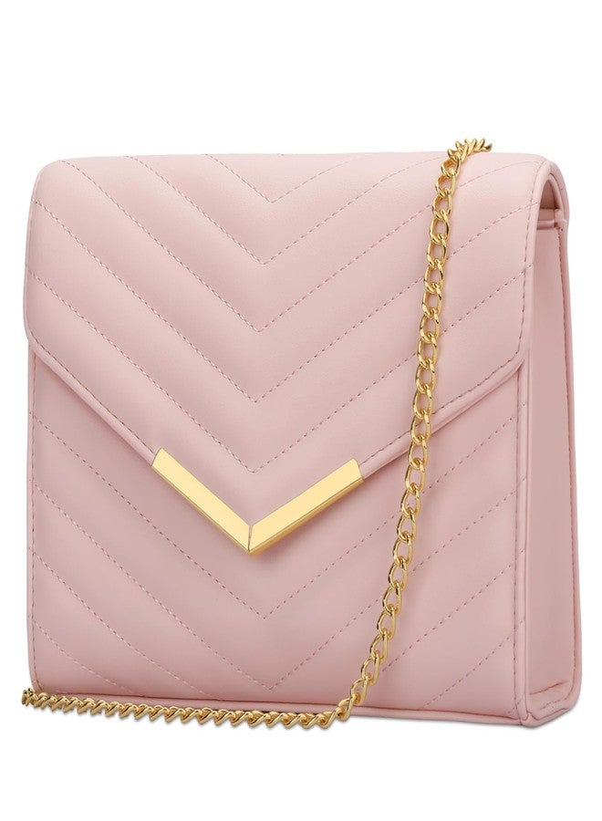 KKXIU Women Formal Vegan Leather Evening Envelope Clutch Purses and Handbags for Party Wedding Prom Bridal (A-Light Pink) - Image 1