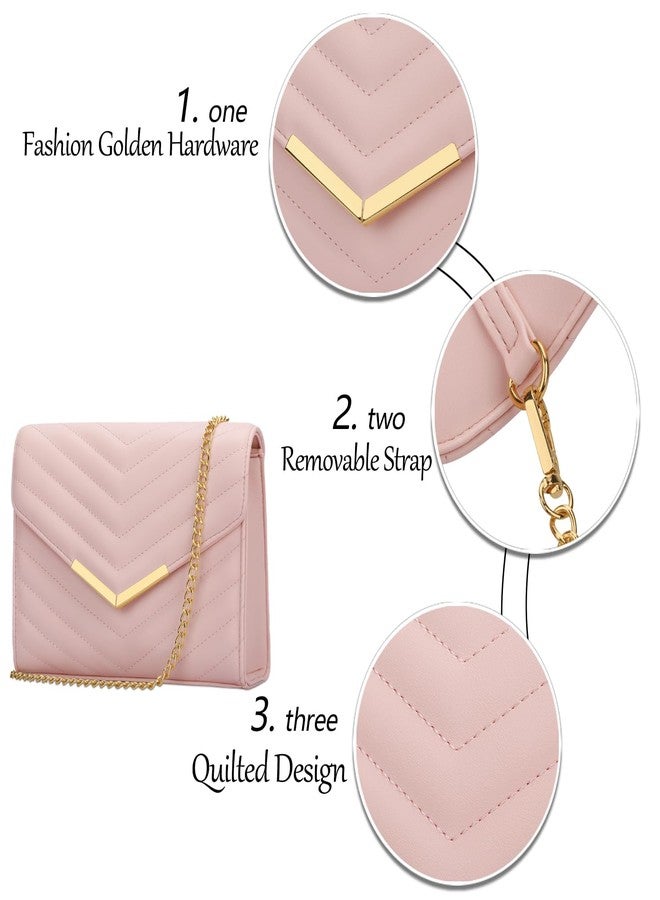 KKXIU Women Formal Vegan Leather Evening Envelope Clutch Purses and Handbags for Party Wedding Prom Bridal (A-Light Pink) - Image 3