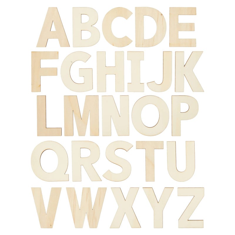 Bright Creations 36 Pieces Unfinished Wooden Alphabet Letters for Crafts  2 Extra Sets of Vowels AEIOU 6 Inches Letters for Wall Decor