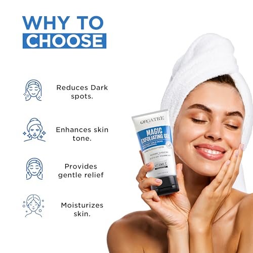 ORGATRE Magic Exfoliating Scrub Gel for Face & Body | Tan Removal & Dead Skin Exfoliator with Glycolic Acid, Niacinamide & Hyaluronic Acid | 175ml De-Tan Gel for Glowing Skin | Dermat Tested - Image 2