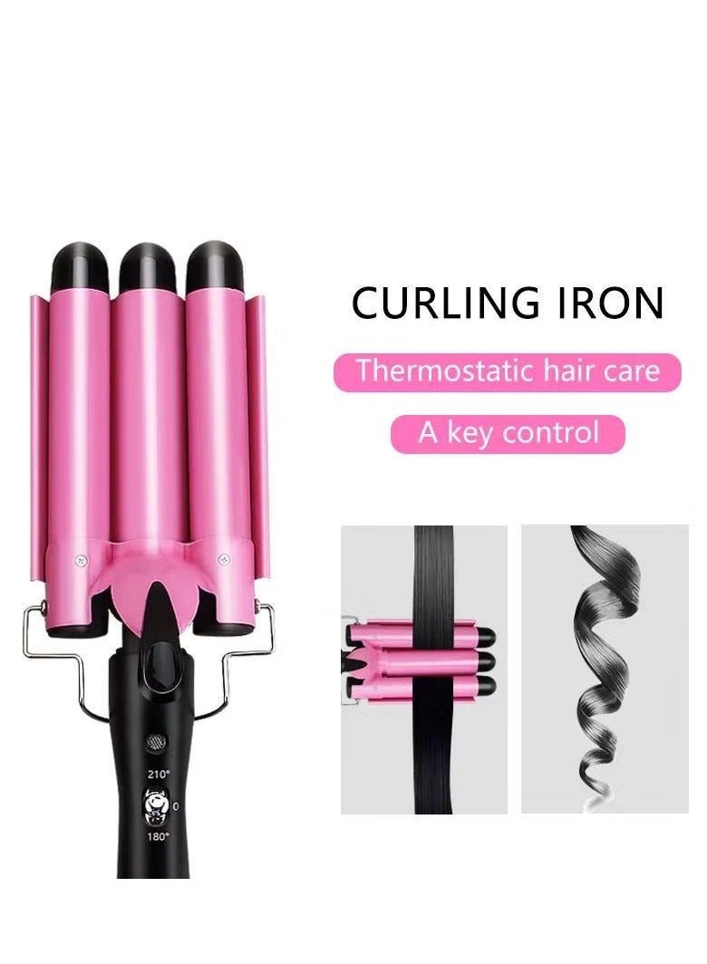 3-Barrel Hair Waver Curling Wand 25mm with LCD Display Adjustable Temperature,Electric Hair Curler,Hair Waver Hair Crimper - Image 2