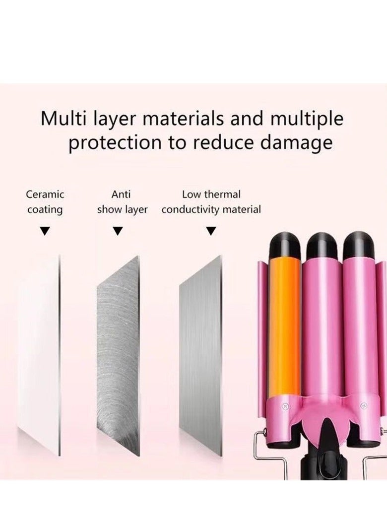 3-Barrel Hair Waver Curling Wand 25mm with LCD Display Adjustable Temperature,Electric Hair Curler,Hair Waver Hair Crimper - Image 3
