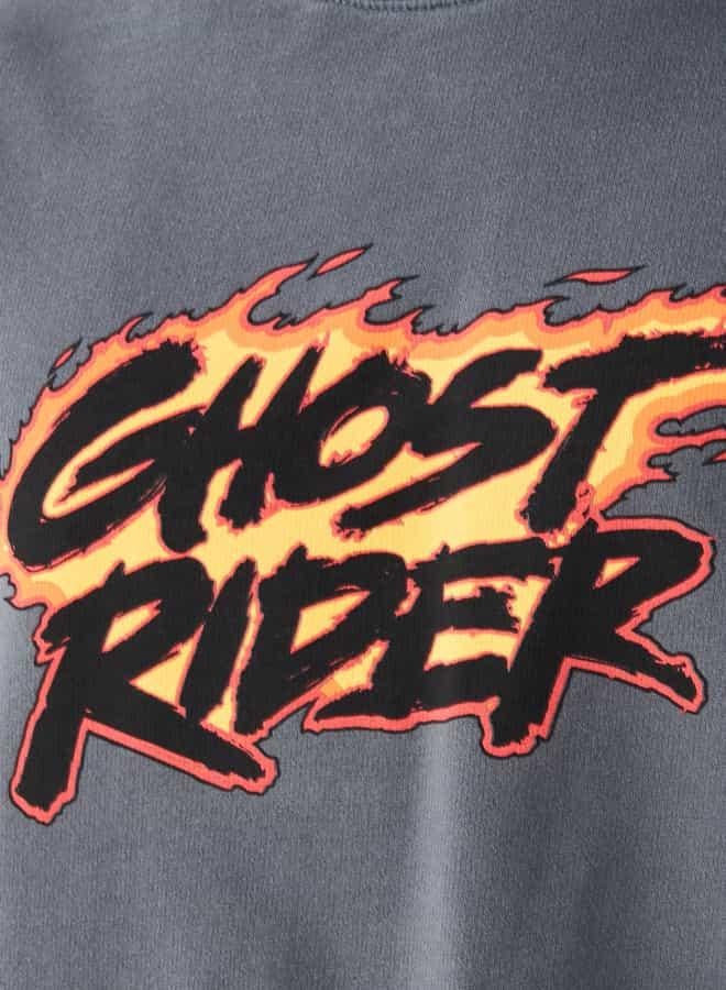 SP Characters Ghost Rider Print T-shirt with Short Sleeves and Crew Neck - Image 4