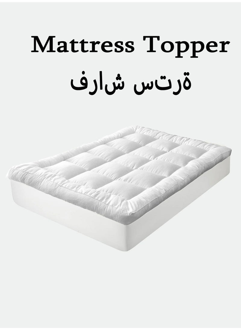 Arabest Mattress Topper Comfort Extra Thick with Piping and Highly Elastic Bands 1100 GSM Soft and Firm Microfiber Cooling Mattress Pad Cover for Back Pain Size 180x200cm  - Image 1