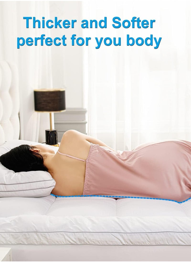 Arabest Mattress Topper Comfort Extra Thick with Piping and Highly Elastic Bands 1100 GSM Soft and Firm Microfiber Cooling Mattress Pad Cover for Back Pain Size 180x200cm  - Image 3