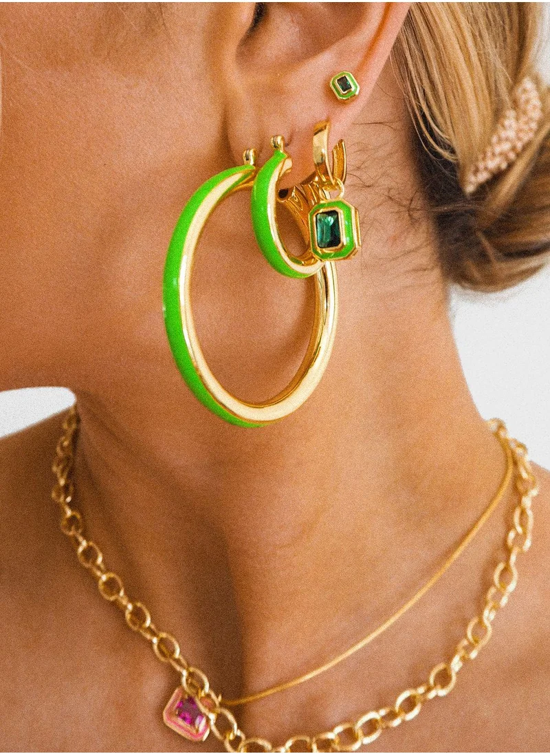 LUV AJ Bezel Huggies Hoop Earrings