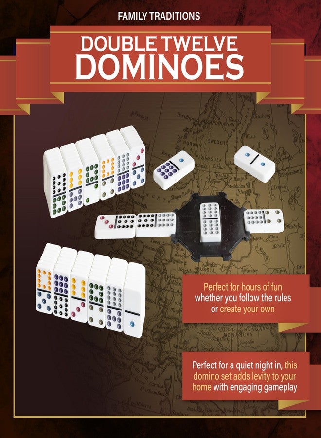 Continuum Games Family Traditions Double 12 Dominoes Tin, Crystalline Dominoes - Image 2