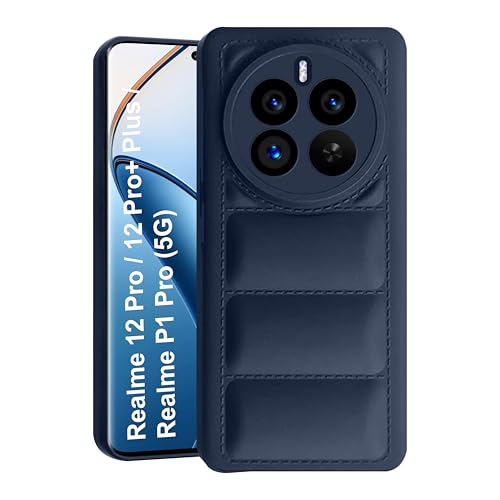 CEDO Realme 12 Pro/ 12 Pro+ Plus/Realme P1 Pro (5G) Back Cover | Camera Bump & 360° Flexible Puff Armor Protection | Matte Soft Silicon Shock Proof Rubberised Back Case Cover (Blue) - Image 1