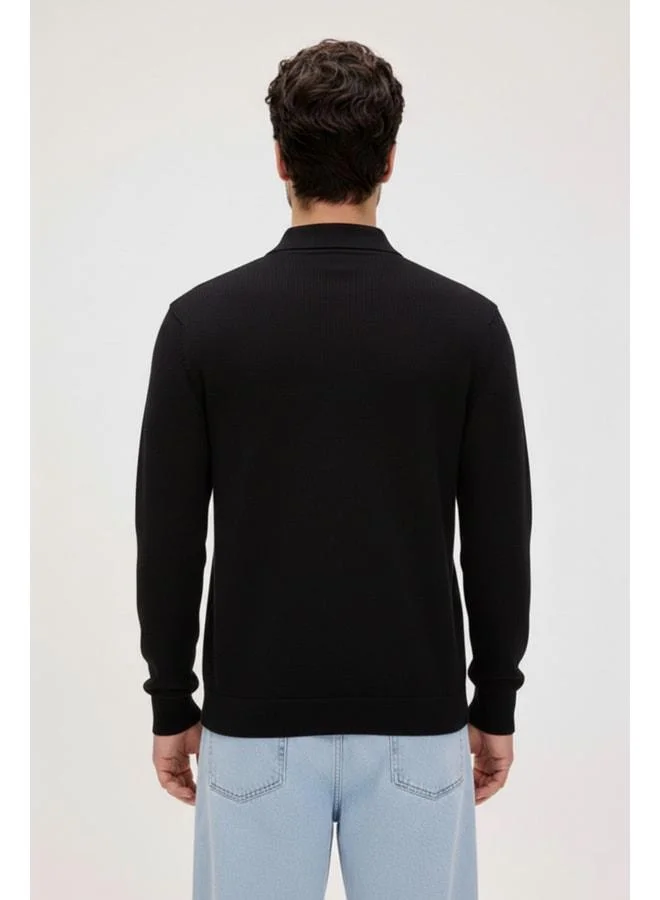 Bad Bear  Dad Black Polo Collar Men's Knit Sweater. for Men | Best Price UAE