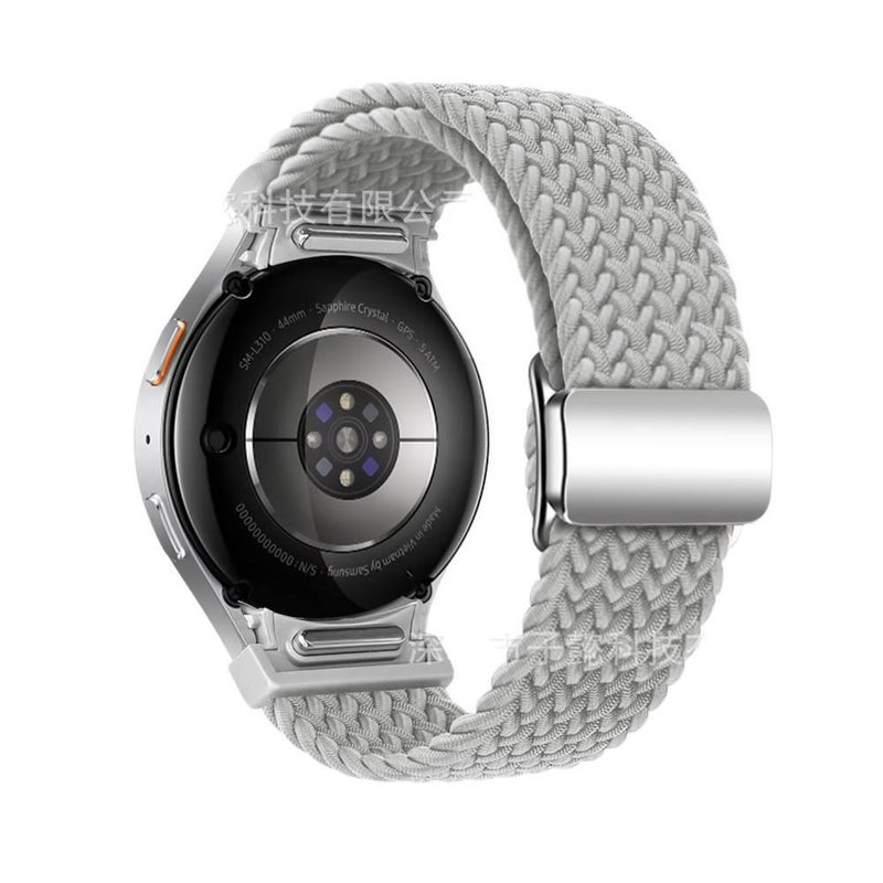 Adjustable Loop Strap Smartwatch Band Compatible with Samsung Galaxy Watch 7 with Fit Replacement Strap in Gray Nylon - Image 1