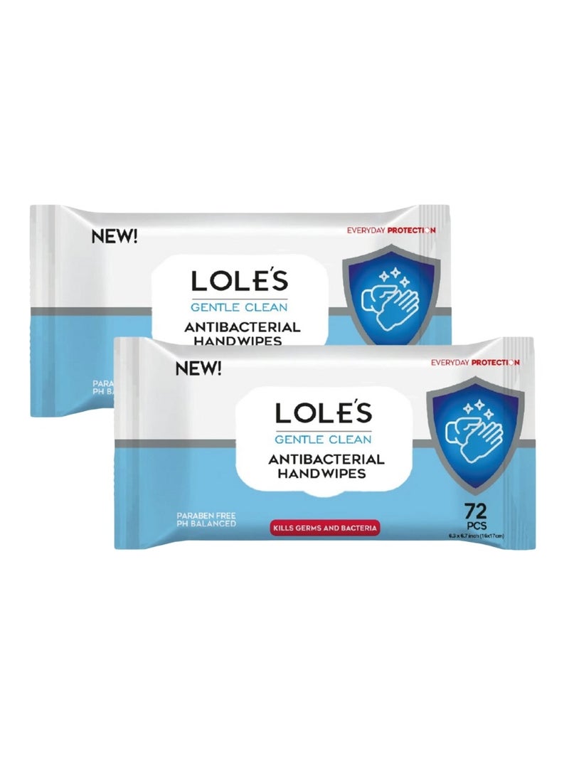 Lole's Gentle Clean Antibacterial Wet Wipes, Pack of 2 x 72 Wipes - Image 1