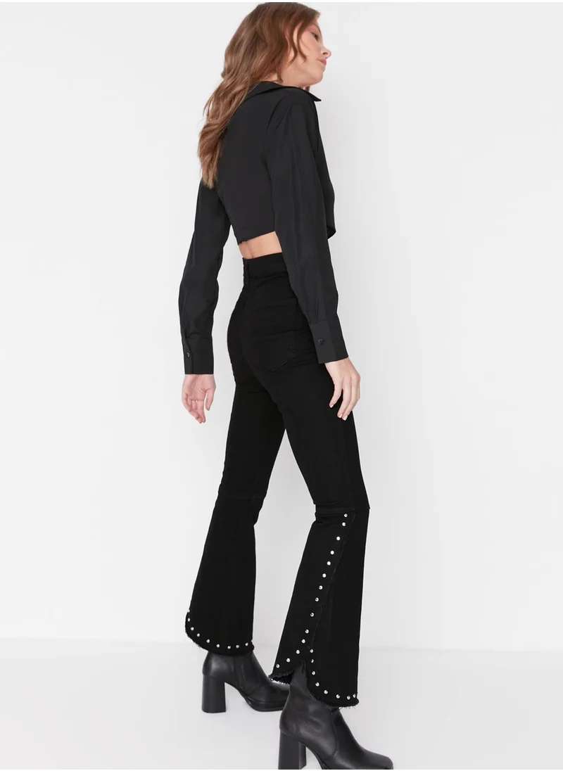 trendyol Embellished Flared Bottom Jeans