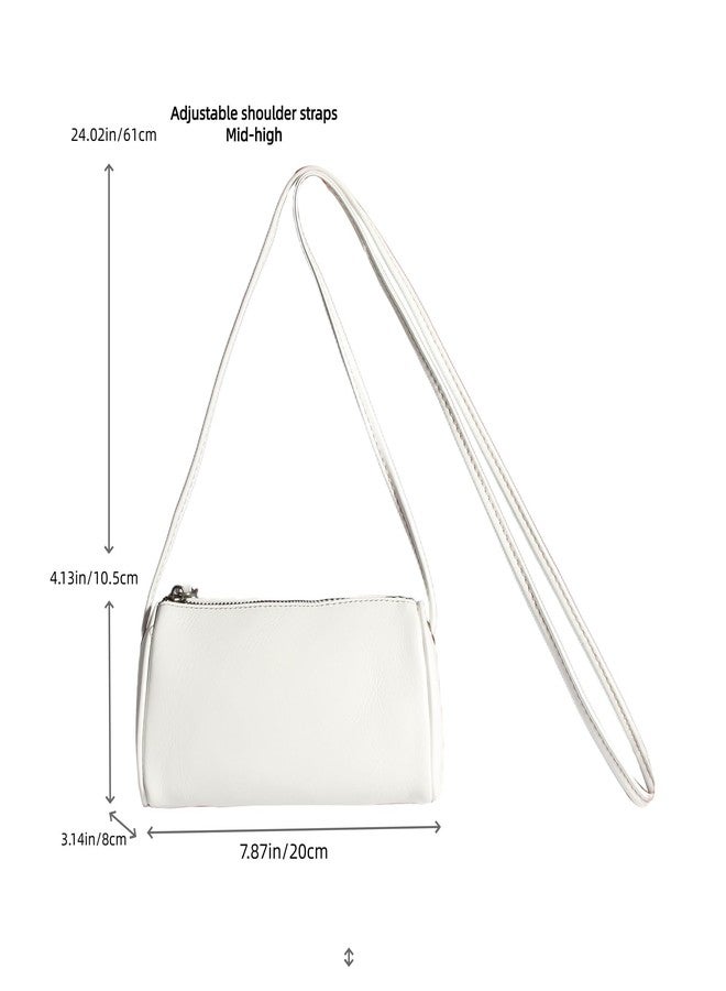 Eiyye Genuine Leather Cylinder Shoulder Bag for Women Small Crossbody Purse White Handbag with Adjustable Strap (White) - Image 4