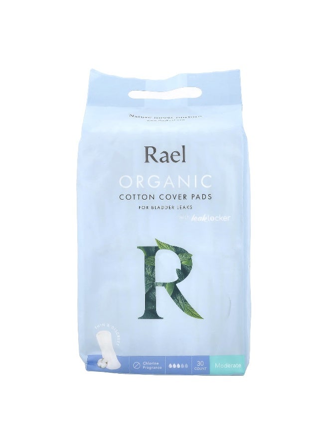 Rael, Organic Cotton Cover Pads, For Bladder Leaks, Moderate, 30 Count - Image 1