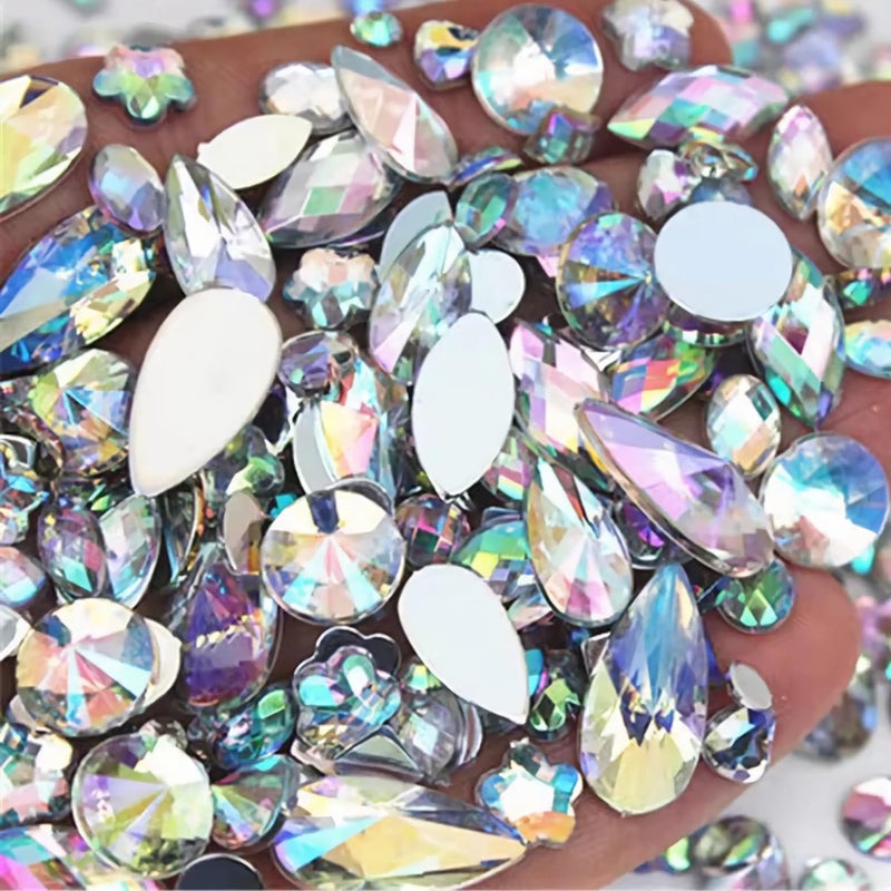 UYTRDVG 1000pcs Crystal AB Rhinestones for Crafts, Face Gems Jewels Art for DIY Costume Making Cosplay Clothes Nail Crafting Embellishments Gems Decorations (White AB) - Image 1