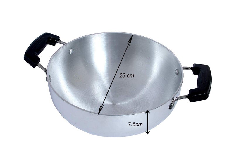 Dharam Paul Traders Aluminium Kadhai | Heavy weight Aluminium Kadai with lid | Aluminium deep kadai,1 piece (2 Liter) 230mm Metallic - Image 3