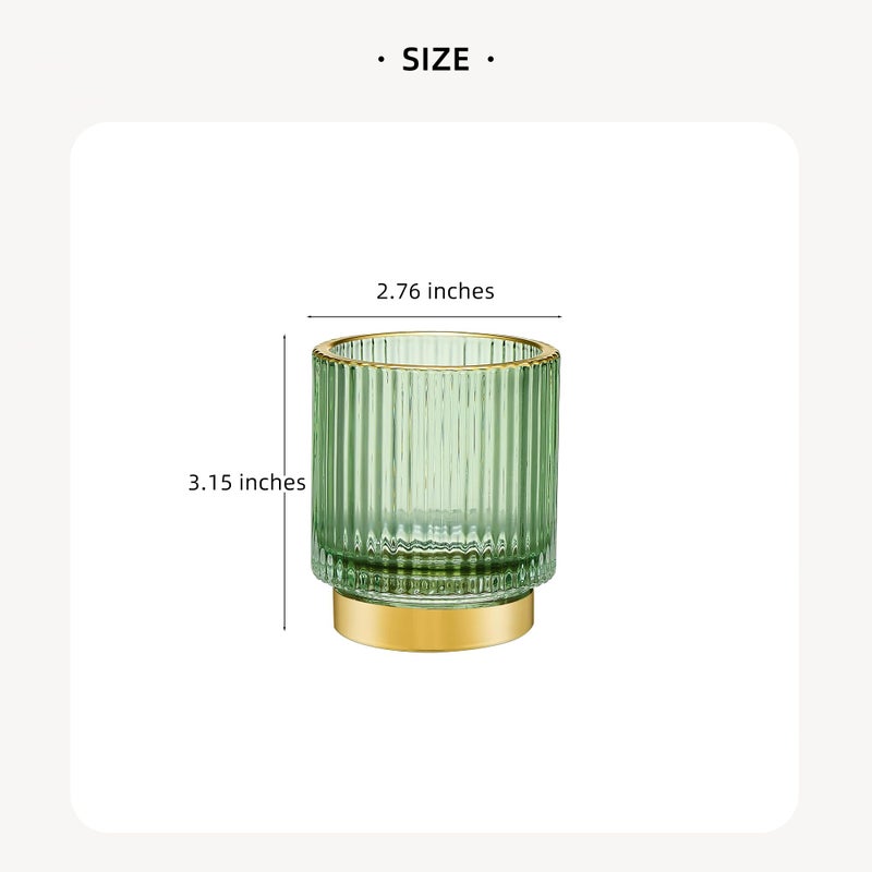 LEICURACE Makeup Brush Organizer, Toothbrush Holder, Desk Pen Pencil Holder, Multifunctional Vintage Glass Brush Cup (S/Green/A3-11-US) - Image 3