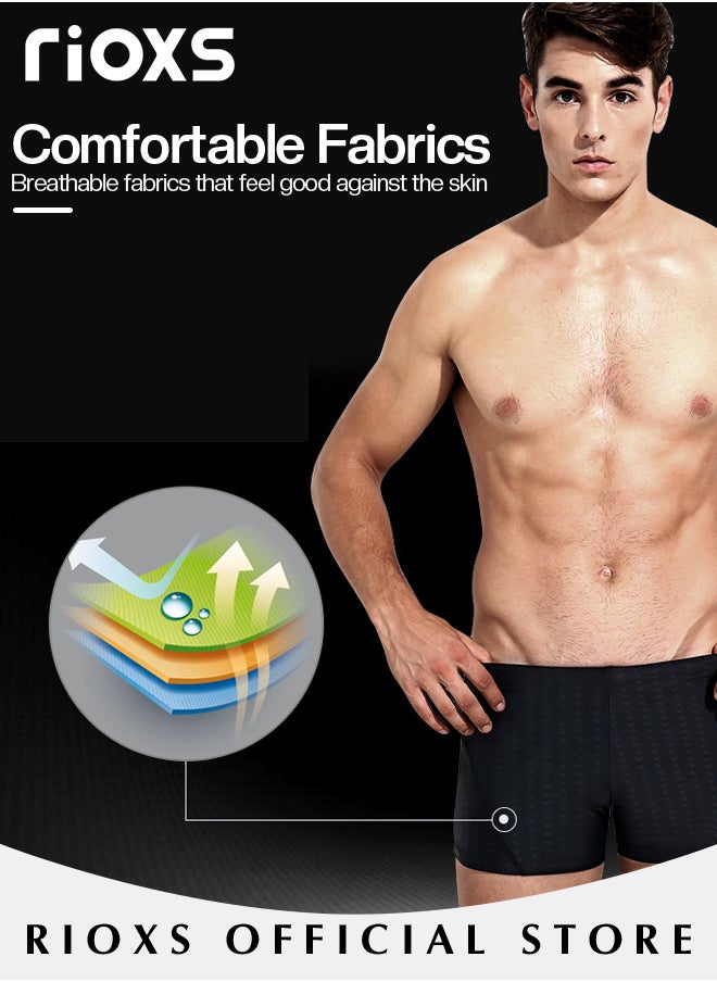 RIOXS Adult Men's Short Swim Trunks Set with Professional Anti-Fog Swim Goggles Nose Clip Ear Plugs and Swim Cap  - Image 4