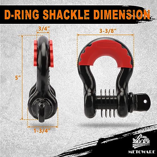 METOWARE Heavy Duty Tow Strap Recovery Kit - 3" x 20ft(35,000lbs) Tree Saver Winch Strap + 3/4" D Ring Shackles(2pcs) +2"Shackle Hitch Receiver + 5/8 Hitch Pin + Storage Bag - Truck, SUV, ATV Off Road - Image 4