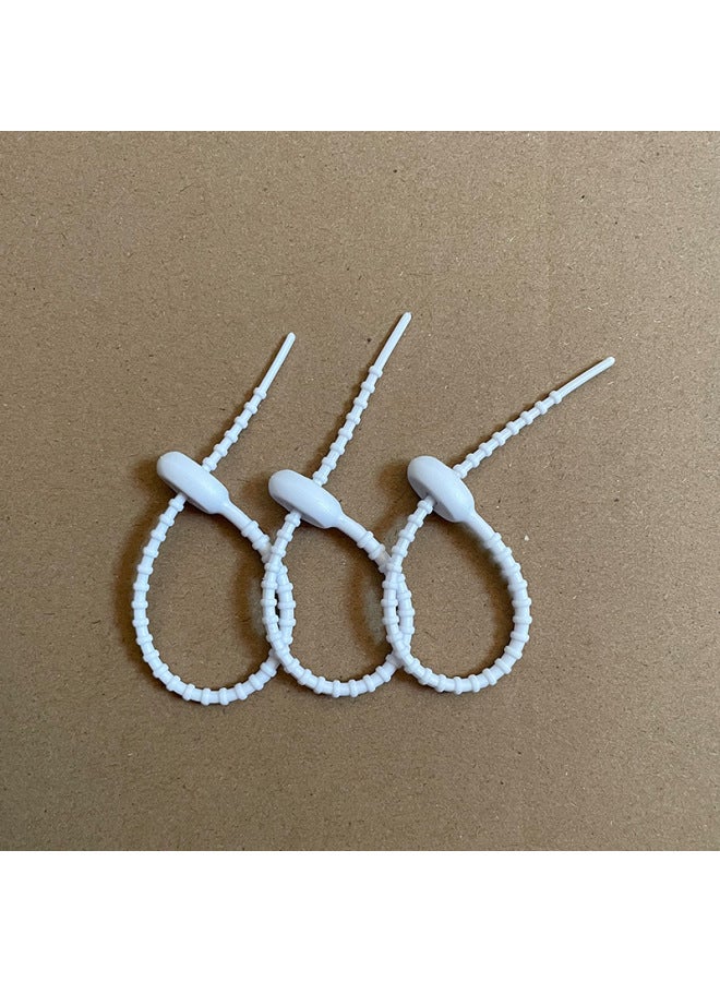 Loquat Simple Tadpole Silicone Cable Tie With Loose Buckle Wire Bundle DIY Handmade Doll Luggage Accessories Lanyard-Color:White 150mm - Image 1