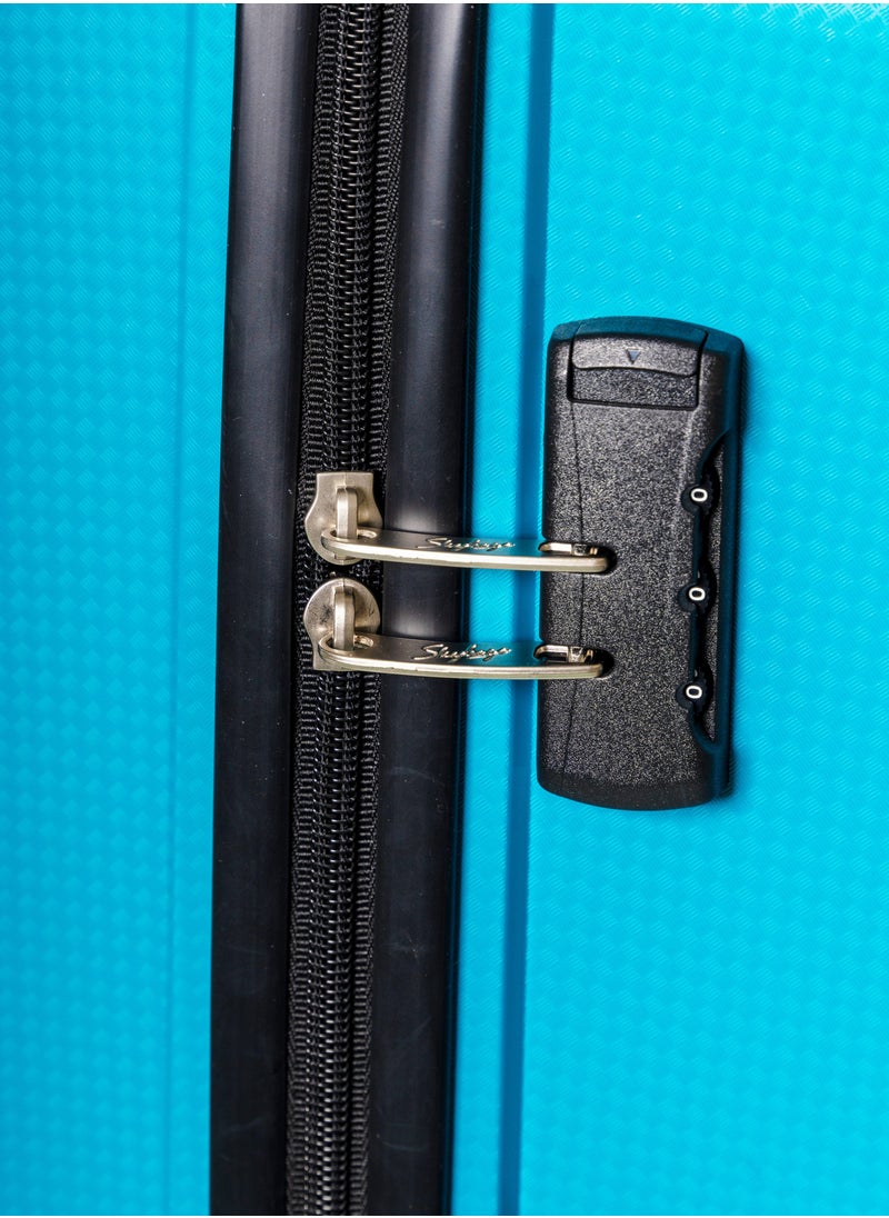 Skybags - Maxx Checked Luggage | Hardside Polypropylene Solid Pattern with TSA Lock Trolly| 360° 4 Double Wheeler| Large-28 Inch, Blue - Image 1