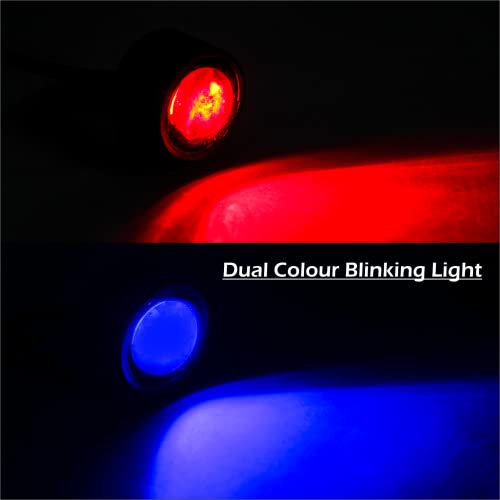 Asryd 5W Eagle Eye LED Lights Off-Road DRL Signal Bulb Blinking Dual Color Red+Blue Light, For Royal Enfield Meteor 350 (Pack of 2Pcs) - Image 2