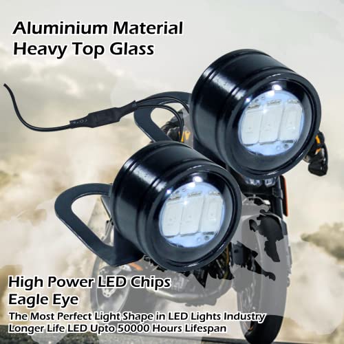 Asryd 5W Eagle Eye LED Lights Off-Road DRL Signal Bulb Blinking Dual Color Red+Blue Light, For Royal Enfield Meteor 350 (Pack of 2Pcs) - Image 3