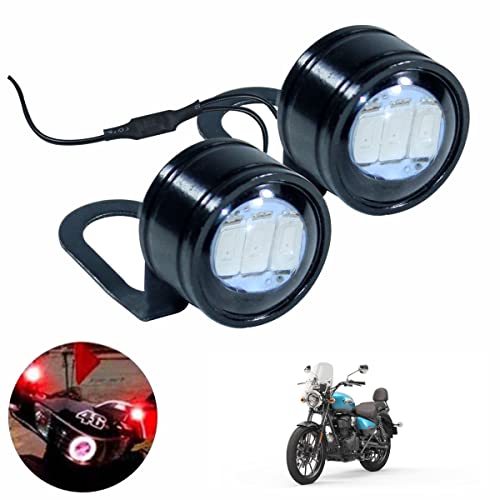 Asryd 5W Eagle Eye LED Lights Off-Road DRL Signal Bulb Blinking Dual Color Red+Blue Light, For Royal Enfield Meteor 350 (Pack of 2Pcs) - Image 1