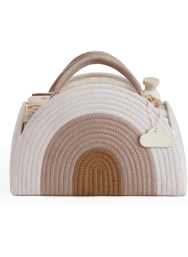 U-HOOME Baby Diaper Caddy Organizer Cotton Rope Diaper Caddy Basket Portable Diaper Organizer For Changing Table Portable Newborn Shower Basket Gifts Baby Storage Basket - Image 1