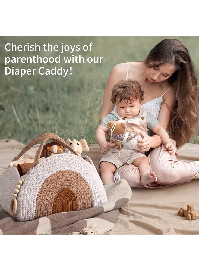 U-HOOME Baby Diaper Caddy Organizer Cotton Rope Diaper Caddy Basket Portable Diaper Organizer For Changing Table Portable Newborn Shower Basket Gifts Baby Storage Basket - Image 4