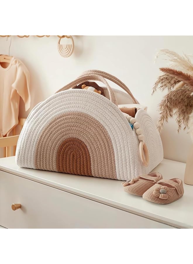 U-HOOME Baby Diaper Caddy Organizer Cotton Rope Diaper Caddy Basket Portable Diaper Organizer For Changing Table Portable Newborn Shower Basket Gifts Baby Storage Basket - Image 2